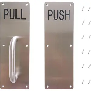 Stainess Steel Door Handle Pull and Push Plate Commercial Door Handle with Screws 11.8" x 3.2"