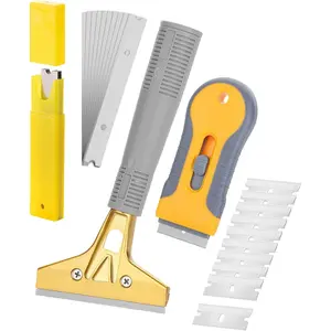 Razor Blade Scraper Set, 2 Pack, 1.5" & 4" Razor Scraper Tool with 20 Extra Carbon Steel Blades, Window Scraper Blades, Glass Scraper for Windows, Paint Scraper Blade Scraper for Cleaning