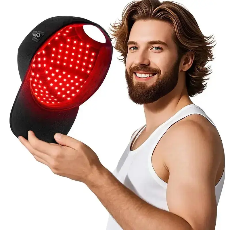 Unisex Laser Hair Growth Cap, Therapy  Cap for Hair, Deep Black Cap, Hair Growth Adjustable Size Cap， Professional red light therapy, Can help with hair loss and thinning, Taking care of hair，Rechargeable portable red light cap, Suitable for everyday use