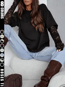 Vintage Loose T-Shirt + Lace Long Sleeve: Unisex Layered Sweet & Spicy Slim-Fit Womenswear Top for Women