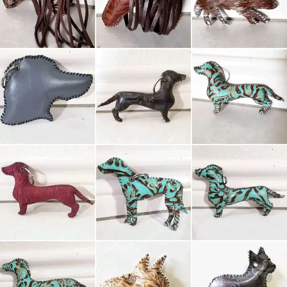 Puffy Hand Stitched Leather Keychain Customizable Animal, Letter, or Designed Personalized Gift