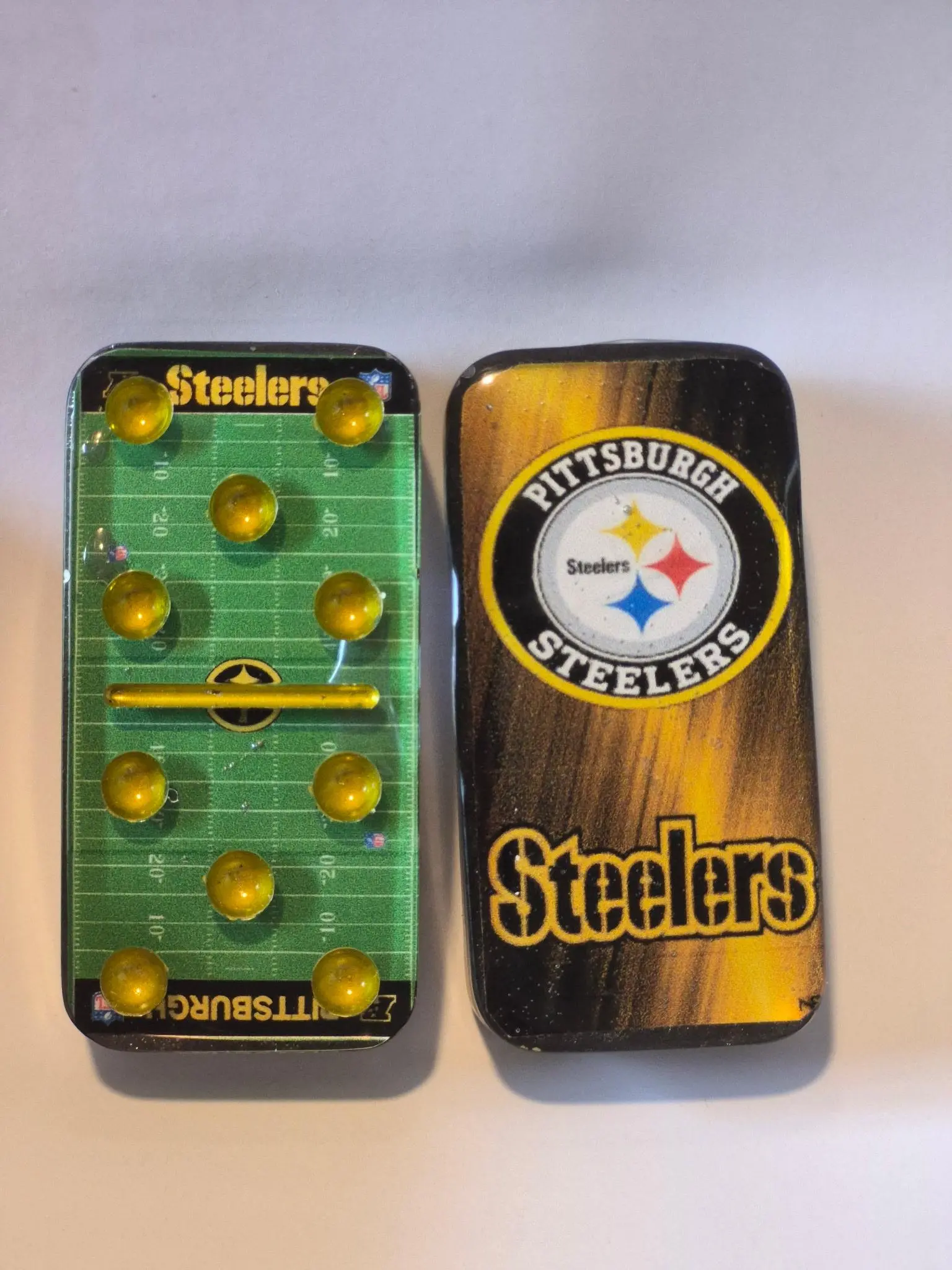 Black & Gold Football Inspired Dominoes Set | Handmade Game Night Domino Set | Sports Fan Gift | Custom Dominoes | Man Cave Gift