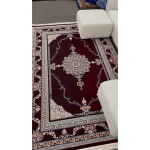 2026 Burgundy Luxury Traditional Persian Medallion Rug | 1200 Reeds