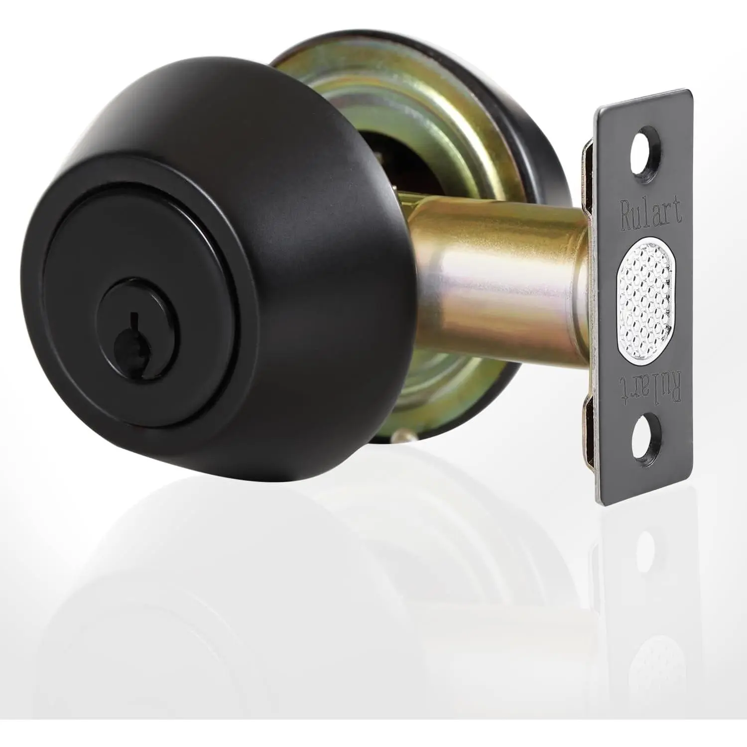 Double Keyed Deadbolt Lock for Door Security - Keyed on Both Sides, 2-Way Adjustable Lock Cylinder, Privacy/Passage Function, Satin Stainless Steel, Black Finish, Lock Cylinders