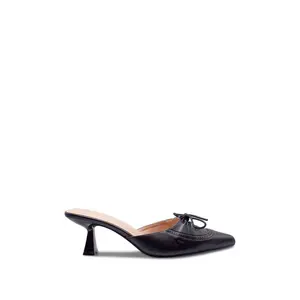 Mazzy Pointed Toe Kitten Heel - Black