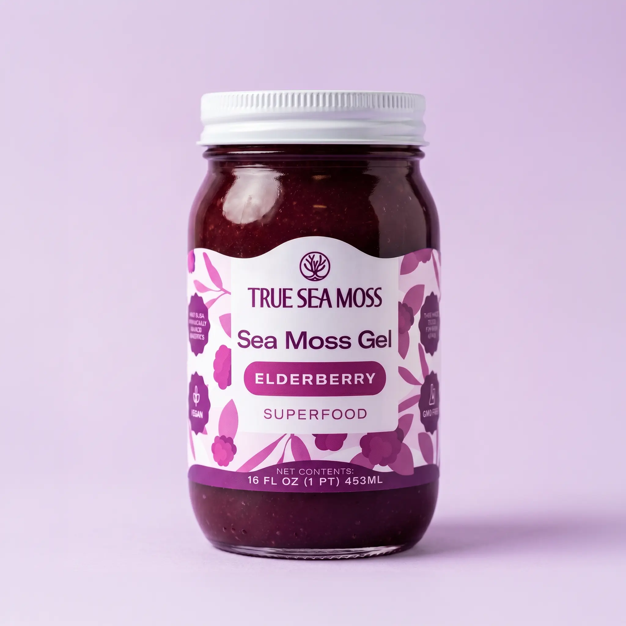 TrueSeaMoss Elderberry Irish Sea Moss Gel – Rich in Minerals & Vitamins – supports Immune, improves digestion, boosts energy, skin & hair health