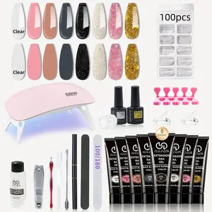 Poly Nail Gel Kit, Nail Art Kits with 6 Counts Poly Nail Extension Gel Builder, Quick Building Nail Mold Tips, and Art Tools, Perfect Gift for Nail Art Enthusiasts