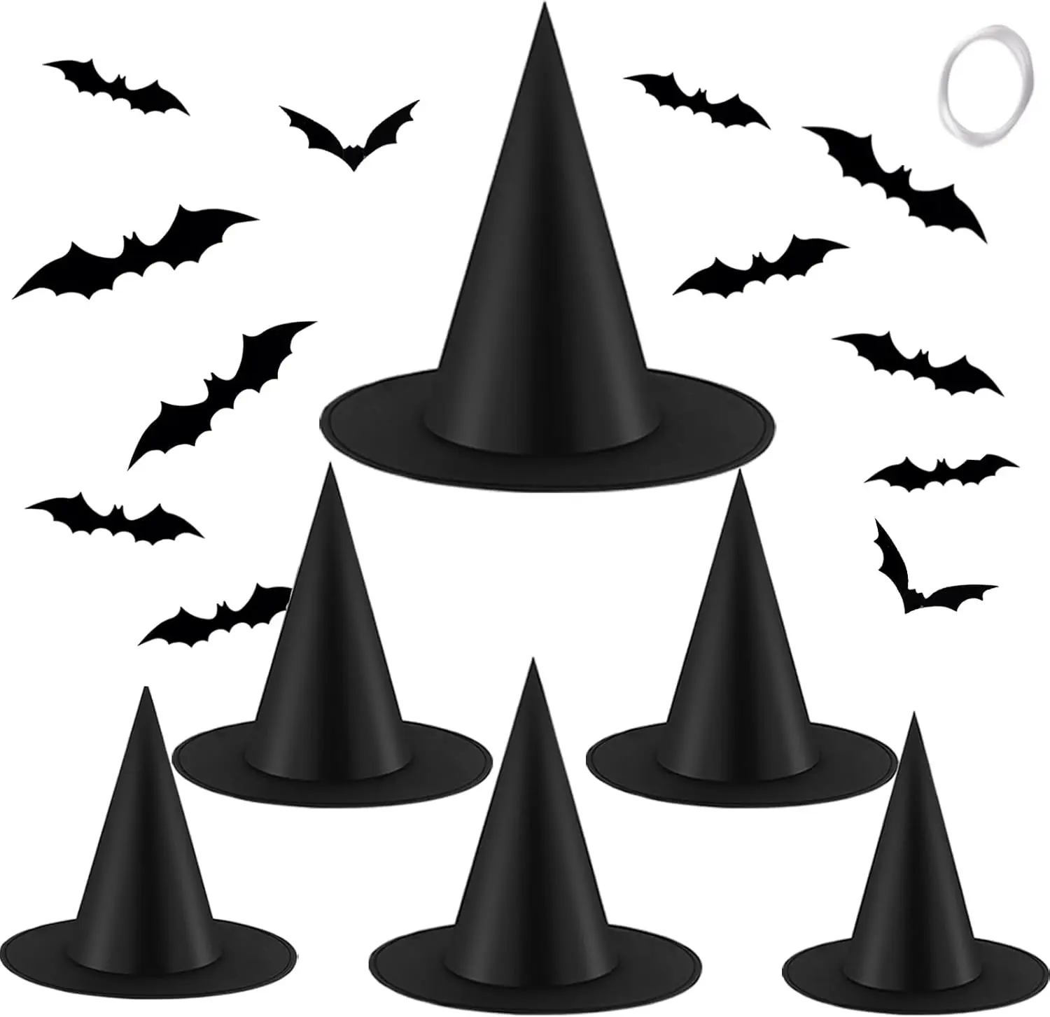 12pcs Halloween Witch Party Hats - 12pcs 3D Bat Stickers, Festive Costume Accessories for Halloween Parties, Cosplay Events