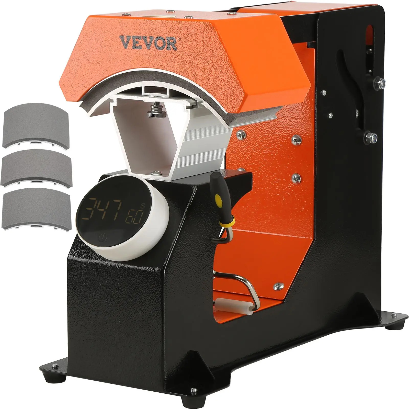 【Summerfinds】VEVOR 3-in-1 Auto Hat Heat Press with 3pcs Interchangeable Platens(6.6" x 2.7", 6.6" x 3.8", 6.1" x 3"), Automatic Release&Press Knob-Style Digital Control Panel Tested to UL Standards