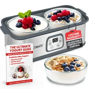 Ultimate Probiotic Yogurt Maker with Adjustable Temperature & Time Control - Create Trillions of Live Probiotics for Better Gut Health - Non-Dairy Friendly, BPA-Free Glass Containers, Lifetime Warranty