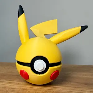 #0025 Pikachu Ball - Made to Order, 3D Printed Pokeball Figure, High-Quality PLA