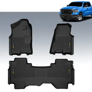CROSSDESIGN All Weather TPE Truck Floor Mats, Waterproof Liners Protectors, Auto Accessories, Car Accessories for 19-24 Dodge Ram 1500 Classical & 12-18 Dodge Ram 1500 Crew Cab & Quad Cab