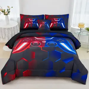 3pcs Game Controller Print Duvet Cover Set, High Definition Digital Print, 100% Polyester Fiber, Soft Fabric, Comfortable Bedding