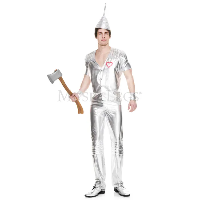 Music Legs 76647-XL Men's Tin Man Character-Inspired Cosplay Halloween-Themed Costume Set - Extra Large, 4-Piece, Heart Top Included, Character-Inspired Costume Sets, Cosplay Costume Sets