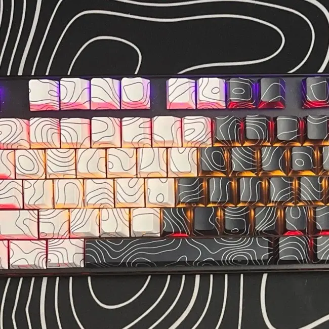 Wireless Custom Mechanical Keyboard with B/W Swiggles, 20+ Lighting Modes, and Fast Brown Switches
