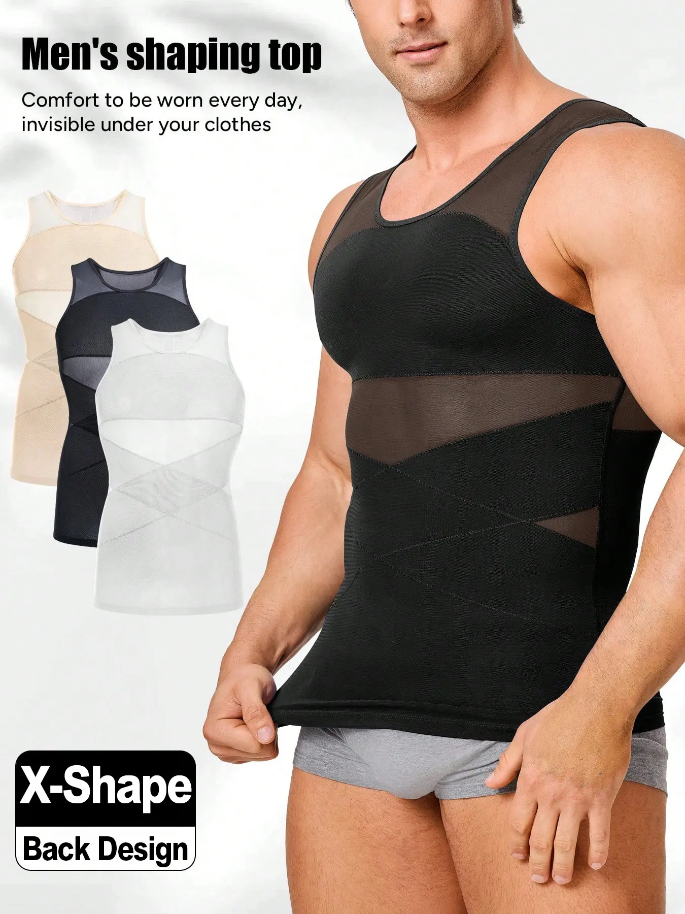Men's Seamless Shapewear Tank Top, Tummy Control Compression Body Shaper Vest, Waist Cincher for a Smooth Look Under Tops, Waist Cincher Shaper, Seamless Look