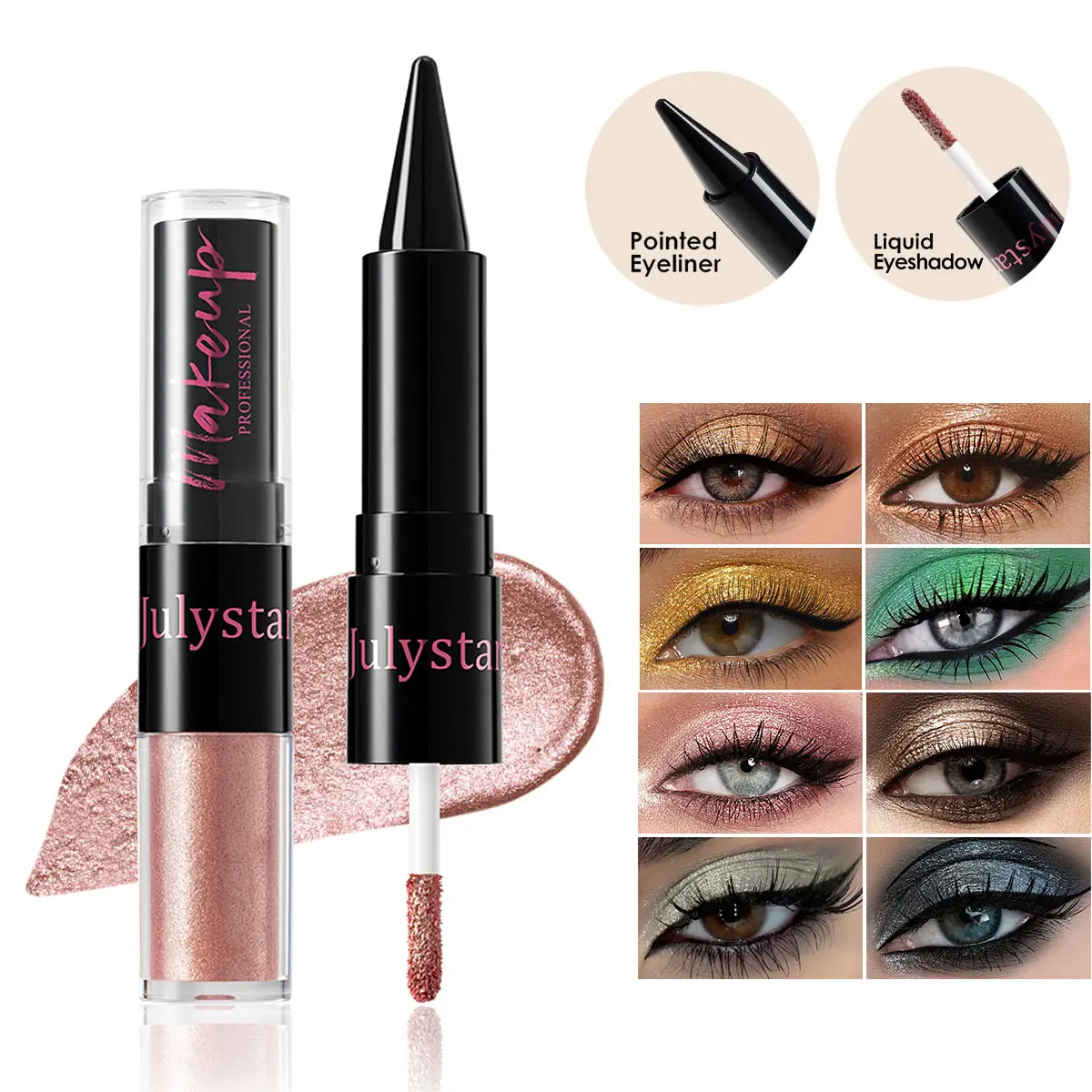 Shadow Liner 2in1 Eyeliner Eyeshadov  Jet Black eyeshadow pencil, hyperpigmented eyeshadow-Waterproof Eye Shadow Stick-long-lasting, wrinkle-resistant, easy to apply