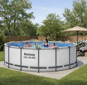 Bestway Steel Pro MAX Round Inflatable Swimming Pool, 15' x 48" - Home & Garden Backyard Water Feature for Outdoor Relaxation