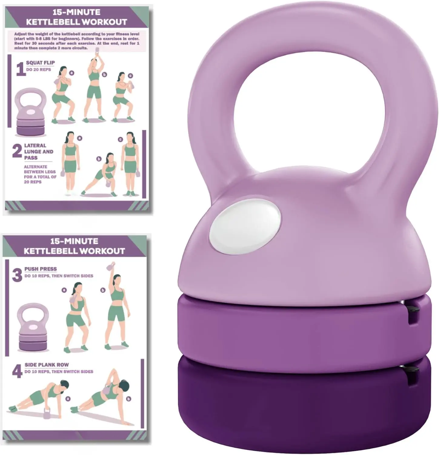 Adjustable Kettlebell | 5 lb - 12 lb | Kettlebells Weights Set for Home Gym | Kettle Bell Sets for Women at Home