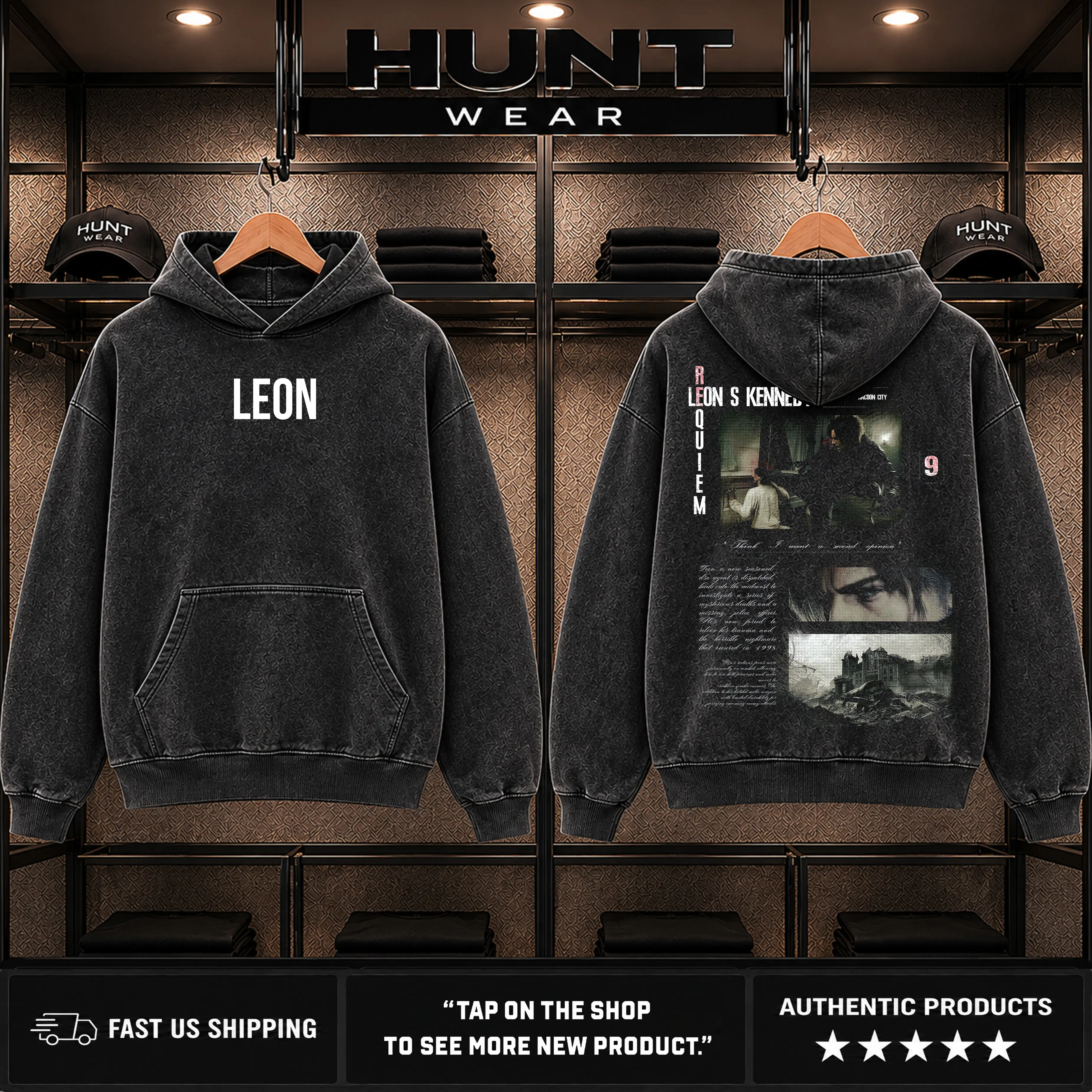 Leon kennedy RE: Requiem, Resident Evil Washed Tshirt, unisex heavyweight cotton t-shirt washed Casual Menswear, Enlist Resist washed T-Shirt, Game Inspired Streetwear tee unisex heavyweight cotton t-shirt, gift for him