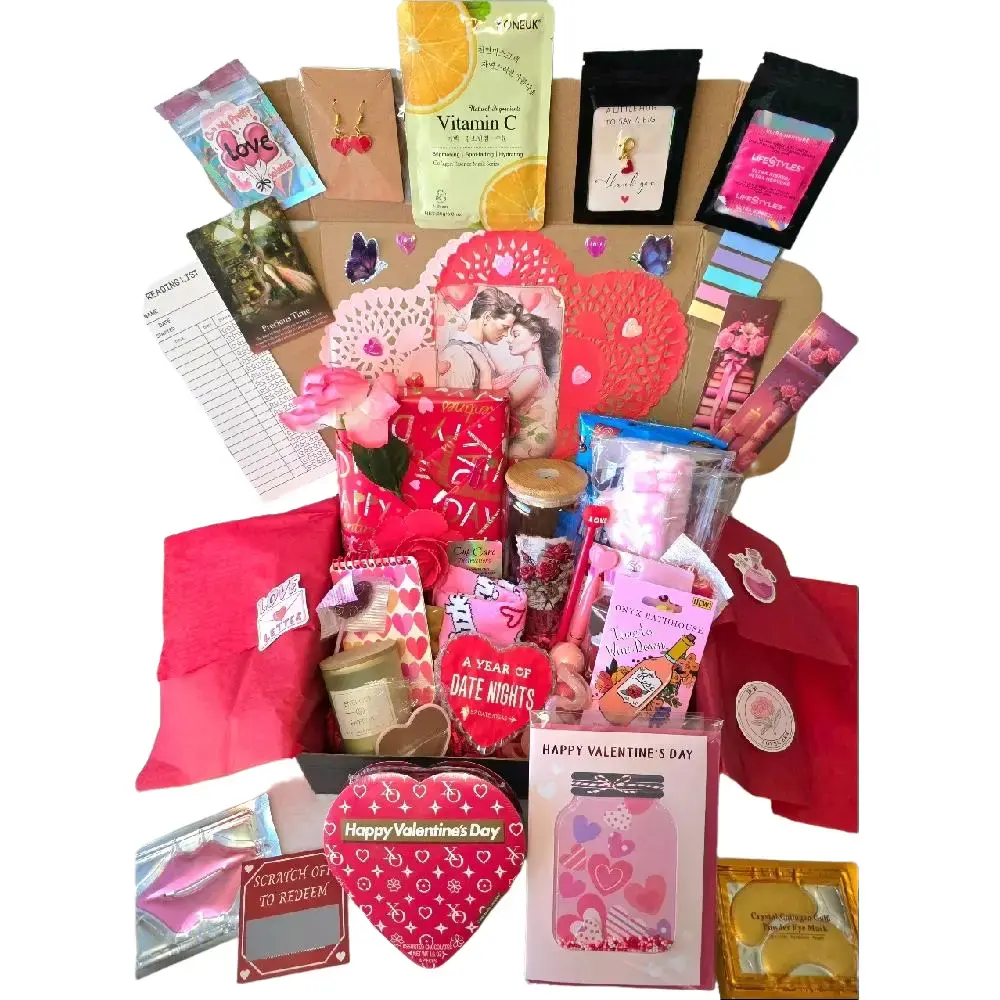 Be My Valentine  - Blind Date with a Book Box, Romantic Valentines Day, Hand Decorated & Wrapped, Valentine's Gift Box for her, Includes Wrapped Book, Tumbler, Box of Chocolates, Valentine's Card, Cozy Socks, Romantic Book Box