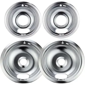 Drip Pans Replacement for  Kenmore Electric Stove, Chrome Finish 4 count Pack Includes Two Large 8" and Two Small 6" Bowls