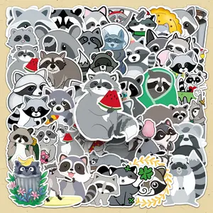 Cartoon Raccoon Pattern Sticker, 100pcs/set Cute Self Adhesive Stickers, DIY Decorative Sticker for Phone Case, Computer, Guitar, Bag, Water Cup, Scrapbook