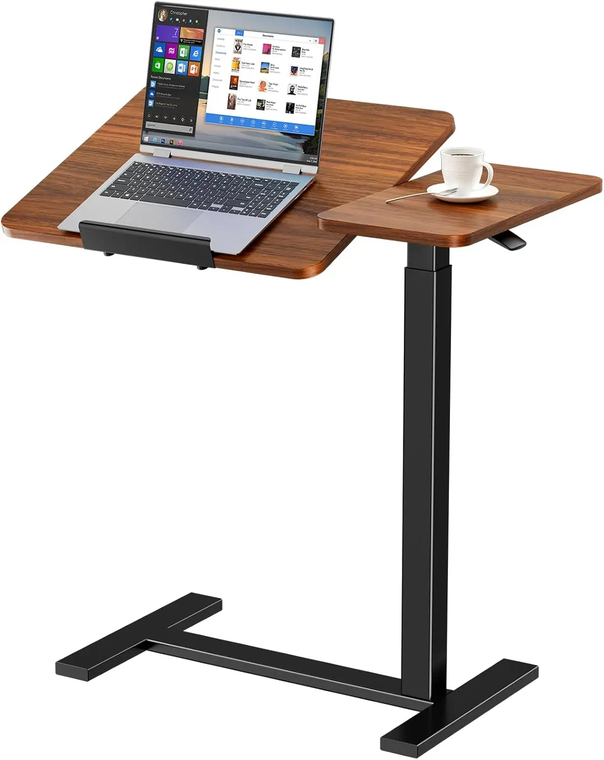 Adjustable Height Rolling Laptop Desk, Smooth 0–70° Tiltable Desktop with Hidden 360° Casters for Home & Classroom