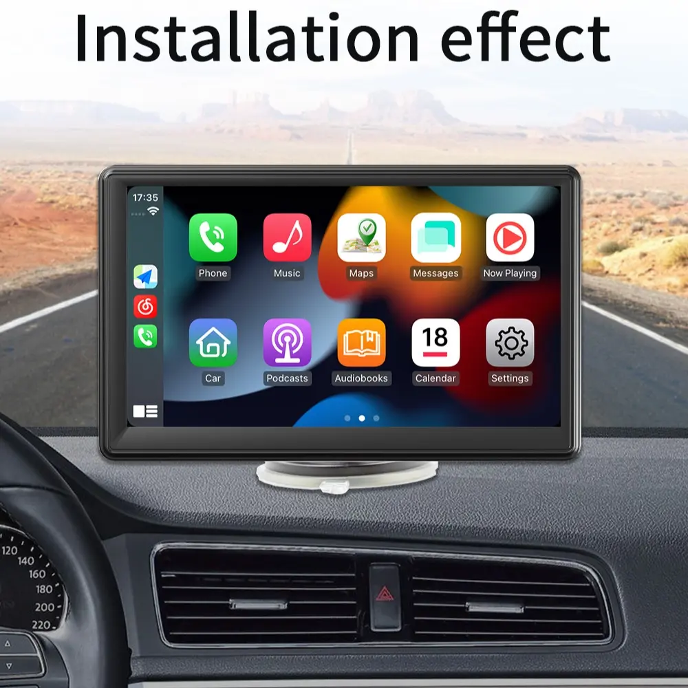 7-inch Carplay Screen, Portable Car Player, Wireless Carplay, Android Auto, Screen Mirroring, Aux Connection, with Fm Transmitter, 12-36v, No Battery Required, Car Video Player, Car Media Player