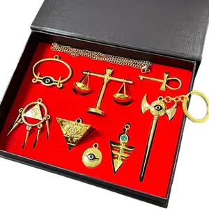 Yu-Gi-Oh Golden Millennium Building Blocks Set with 8 Metal Keychains, Necklaces, Pendants & Small Accessories - Birthday Gifts for Friends, Mother’s Day Presents anime enthusiast