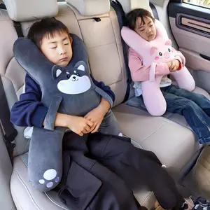 Children's Car Neck Pillow for Boys and Babies, H-Shaped Ergonomic Design, Adjustable Buckle Strap, Soft Hypoallergenic Fabric, Ensures Safe Sleep During Long Trips