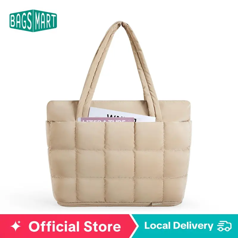 BAGSMART Bubble 22L-28L Expandable Puffer Travel Tote Bag, Puffer Small tote bag with Zipper, Travel Tote Bags Casual Handbags Nurse Bag