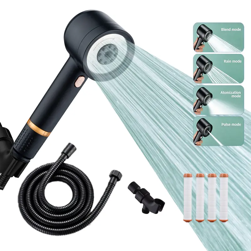 Filtered Shower Head with Handheld,Water Softener Filters,Shower Nozzle with Hose Attachment,5-inch Silicone Nozzle Anti-clog Nozzle,Shower Nozzle Handle