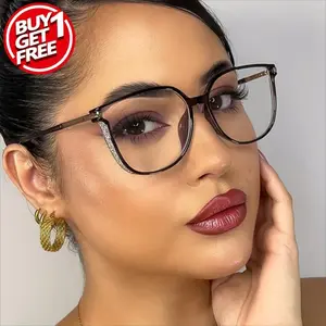 2pcs Large Square Reading Glasses Glitter Fashion Presbyopic Glasses Luxury Readers For Women Men +1.0 To +4.0 Eyeglasses Black+Black creative bracelet Hip Hop Costume Accessories Set bow charm necklace love hollow cute ring papa gift green leaf heart
