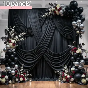 【Memorial Day 】4 x 10FT Backdrop Curtains for Graduation Decorations Polyester No-Wrinkle Drapes for Baby Shower Party  Birthday Wedding Photography, 6 /10Panels