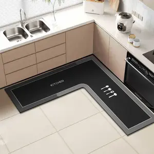 Simple large size L-shaped kitchen floor mat household diatom mud non-slip carpet restaurant soft mat bathroom absorbent mat Water Absorbent Mat