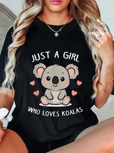 100% Cotton Unisex Just a Girl who Loves Koalas Cute Funny Koala Gift Women T-Shirt Casual Top