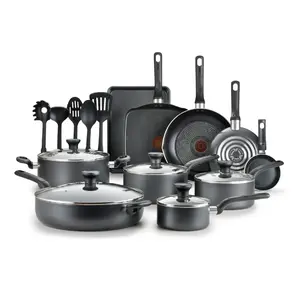 Easy Care, 20 Piece Non-Stick Pots and Pans Cookware Set, Grey