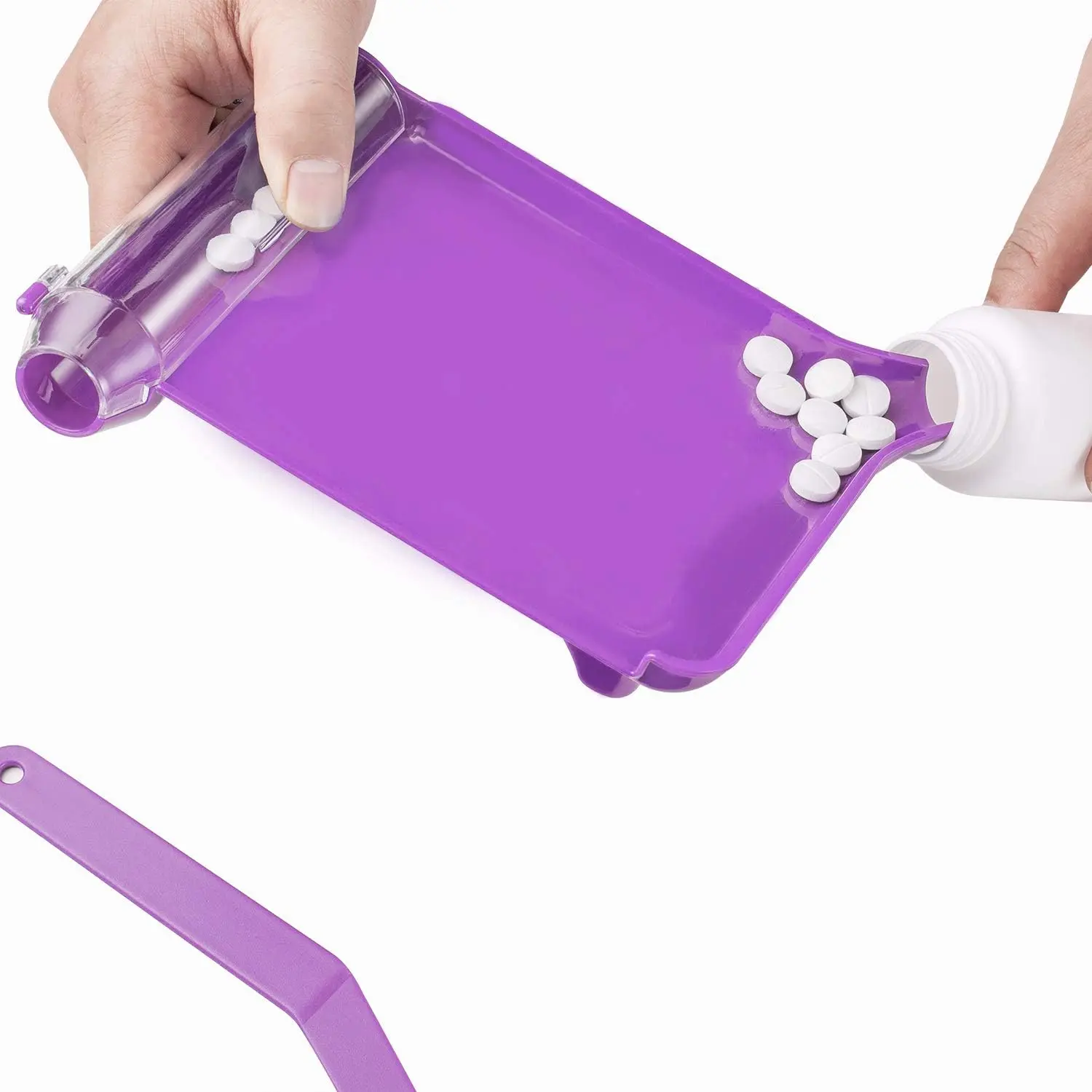 Medarchitect Right-Hand Plastic Food-Grade Pill Counting & Sorting Tray with Spatula, Purple