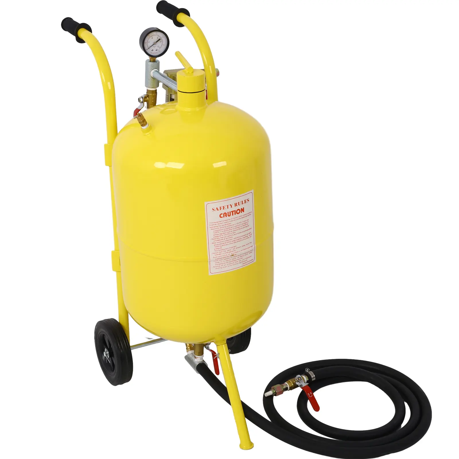 DONEXT 10Gal Pot Sandblaster Kit - 125 PSI Heavy-Duty Portable Yellow Power Tool with Abrasive Hose, Plastic Hood, Effortless Mobility & Accessories for Large Surfaces, Stain Removal Applications