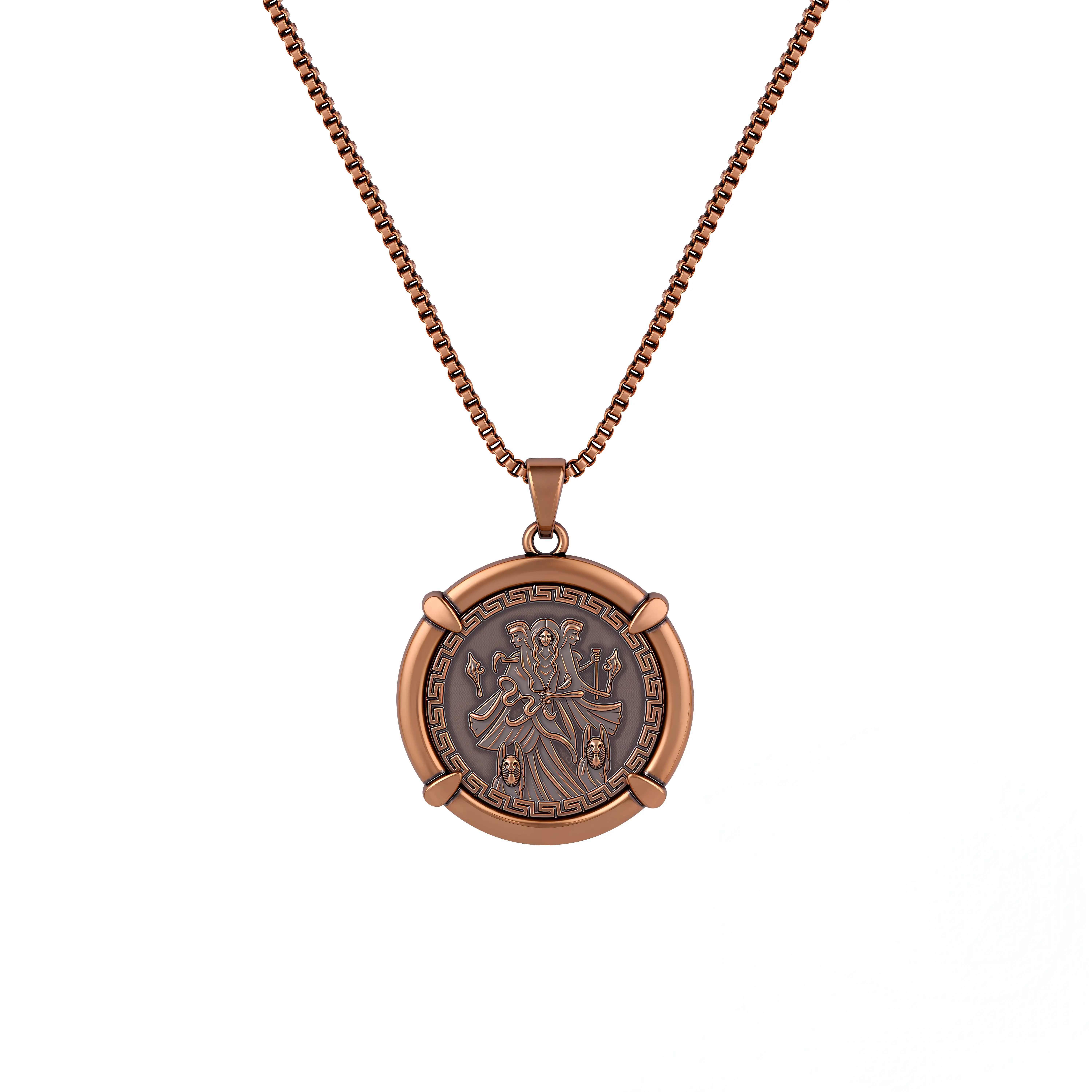Greek Mythology Triple Goddess Necklace Vintage Copper Coin Pendant Greek Mythology Jewelry Gift for Women