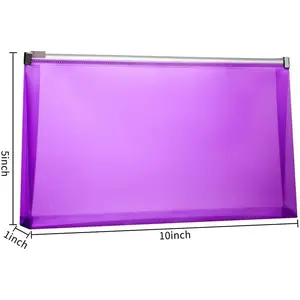 10 Packs #10 5 x 10 Assorted Colors Zipper Plastic Envelope Folders for Money Receipts Coupons Bills