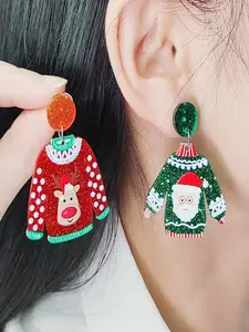Christmas Tree Snowflake Drop Earrings Set, Statement Earrings, Cute and Elegant Women's Fashion Jewelry, Perfect Gift for All Seasons