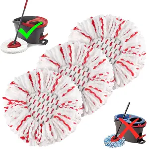 3 Pack Spin Mop Heads with Scrubbing Pad - 2024 Upgraded 2-in-1 Mop Head for O-Cedar EasyWring 1-Tank System. Built-in Scrub Pads for Stuck-on
