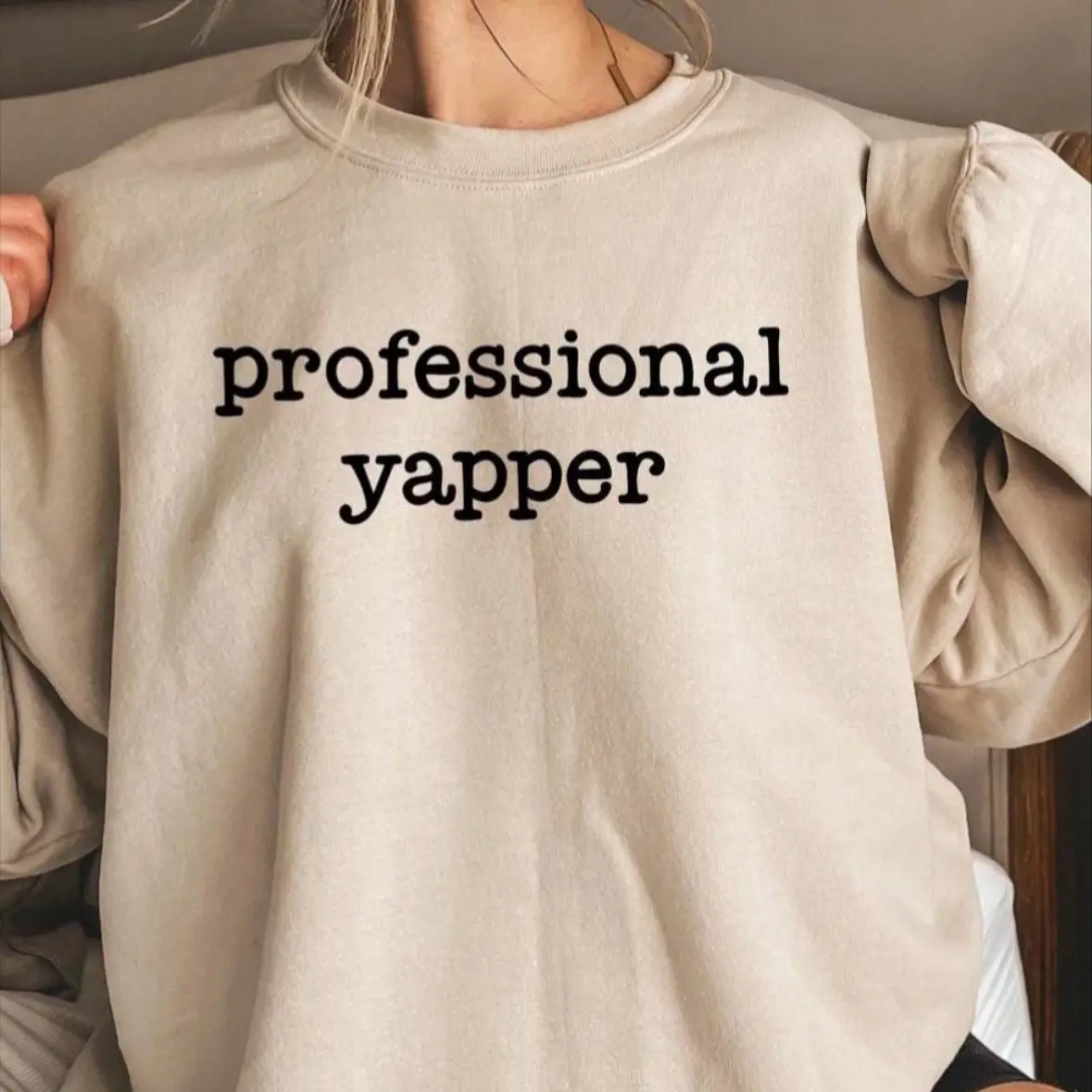 Women's Embroidered Professional Yapper Shirt - Funny Meme T-Shirt for Speech Therapist Gift of Gab - Top, Womenswear Comfort Crewneck Comfortable Soft Statement Fit Cotton Loose Bottom Spandex