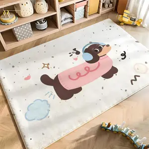 Sausage Dog Dachshund cute Cartoon Pattern Rug Floor Mat Soft Flannel Doormat Non-Slip Absorbent Floor Rug for Kitchen Bathroom Doorway Entrance Living Room Home Decor Rugs Modern Stylish Mat Multiple Sizes Available