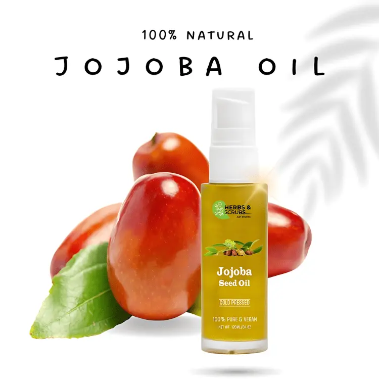 Herbs & Scrubs Jojoba Oil – 100% Pure Cold Pressed, Lightweight Moisturizer for Face, Hair & Skin, 4 fl oz