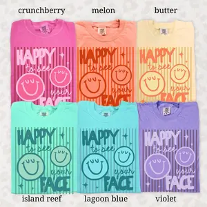 Comfort Colors Happy To See Your Face Teacher T-Shirt, Back to School Graphic Tee, Cute Teacher Gift, Vintage Cotton Unisex Shirt