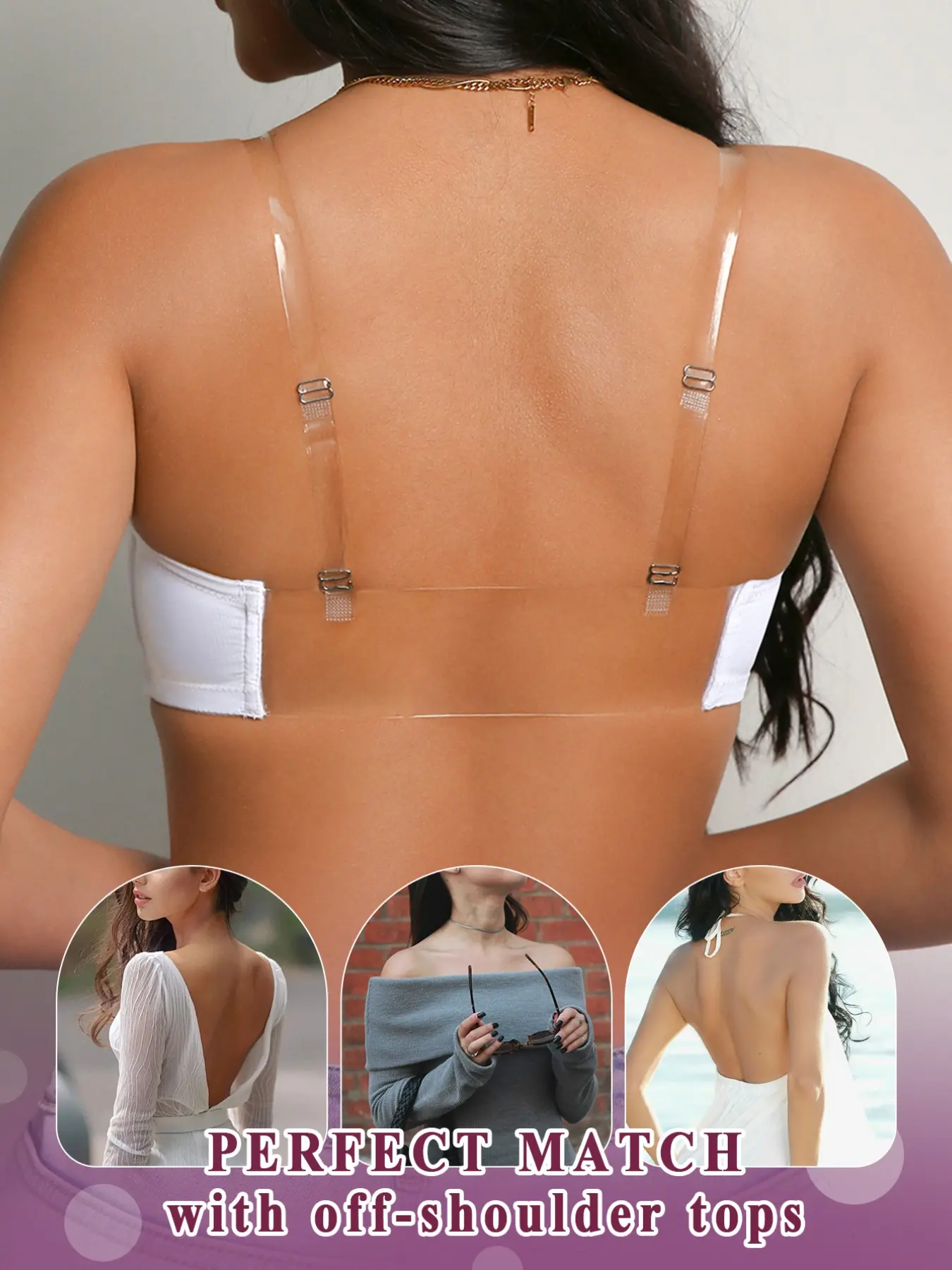 Women's Lace Strapless Crossback Wireless Bra, Front Buckle Detachable Straps Bandeau bra, Invisible Anti-Slip Push-Up Backless Chic Lingerie Underwear, Multiway Daily Wear Adjustable Bras Dates off-shoulder Open Back Dresses Fit Day