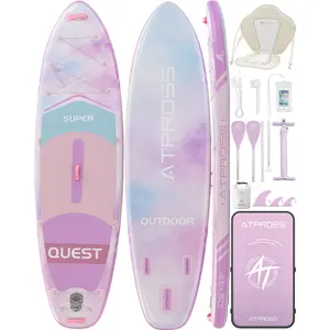 [Spring Glow Up] 10'6''x33''Inflatable Stand Up Paddle Board, 400lbs Extra Wide Stand Up Paddleboard with Kayak Seat, Anti-Slip EVA Deck Premium SUP Accessories Kit, Non-Slip Stable Deck Boat for Yoga Fishing Surf